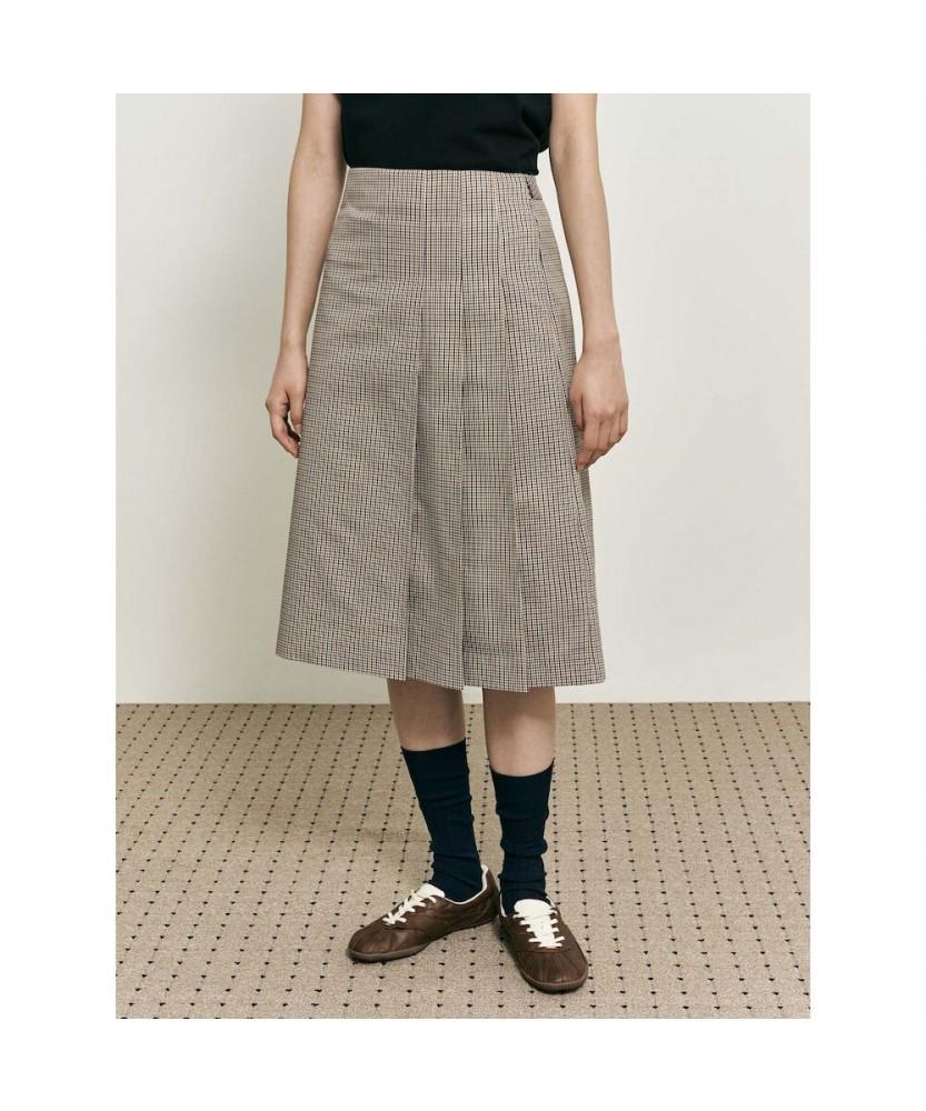Binpolleidiseu [B. My] Classic Check Pleated Midi Skirt Brown (Bf5827N03D)
