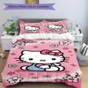 3pcs Hello Kitty, Sakura Breathable Polyester Bedding Set Soft Duvet Cover and 2 Pillowcases,Suitable for All Seasons, 082640b
