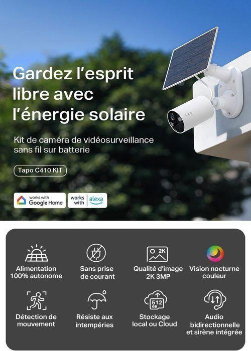 Caméra de surveillance - Tapo - C410 KIT - 2K(3MP) - Autonomie solaire - IP65 étanche