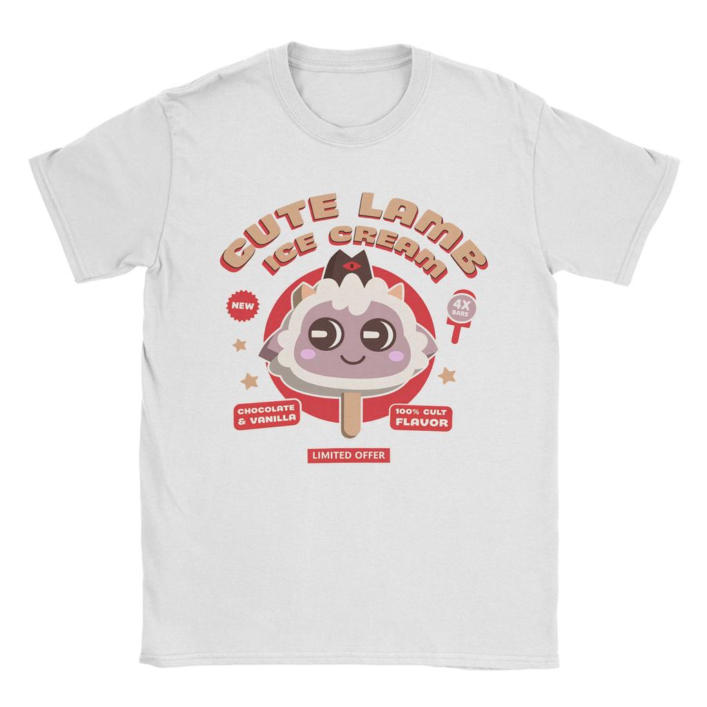 Lamb Ice Cream The Cult of the Lamb TShirts for Men  Casual Cotton Tee Shirt Round Collar Short Sleeve T Shirts 6XL Clothes