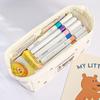 1pcs Three Cartoon Bear Pencil Bag Pen Case Embroidery Design Large Opening Cute Portable Storage Pouch Student