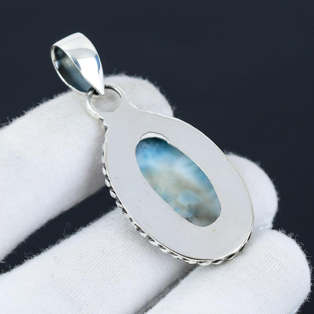 Larimar Gemstone Handmade 925 Sterling Silver Jewelry Pendant, Natural Larimar, Holiday Gift for Her Jewelry for Special Occasions
