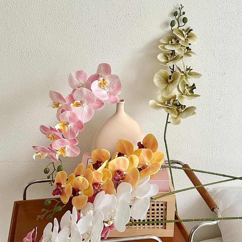 9-Head Phalaenopsis Artificial Flower Arrangement In Luxury Vase for Home Decor