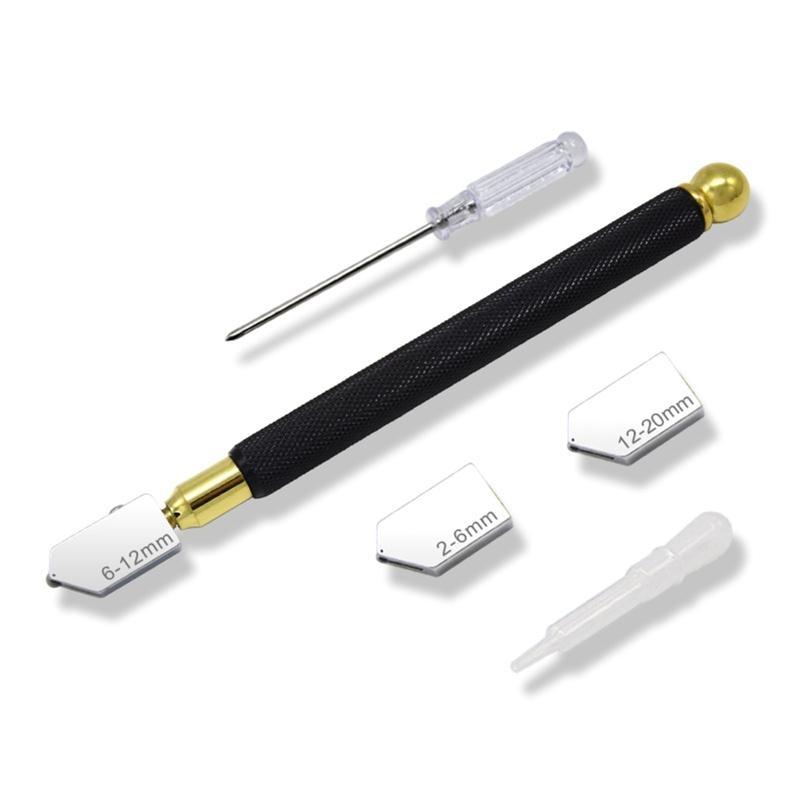 652F Glass Cutter Tool Set Pencil Oil Feed Tip for w/ Screwdriver Oil Dropper B