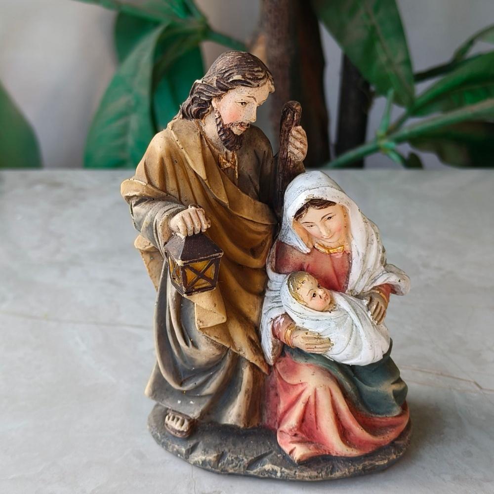 Nativity Scene Statue Tabletop Scenes Resin Holy Family Statue Catholic Figurine Handicrafts Sculpture Thanksgiving Decoration