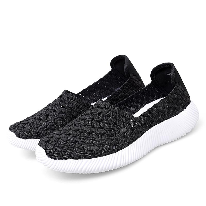 Summer Moccasin Pink Beach Walking Shoes Women Multicolor Casual Weave Soft Slip on Braided Flats Sneakers Plus Size