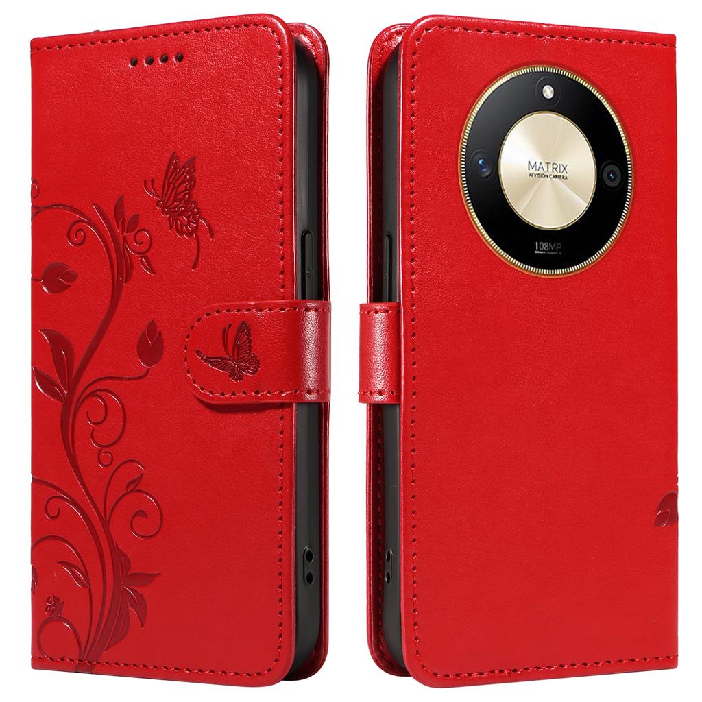 For Honor Magic6 Lite 5G/X9b 5G/X50 5G PU Leather Cases Flower Pattern Wallet Stand Phone Cover with Strap