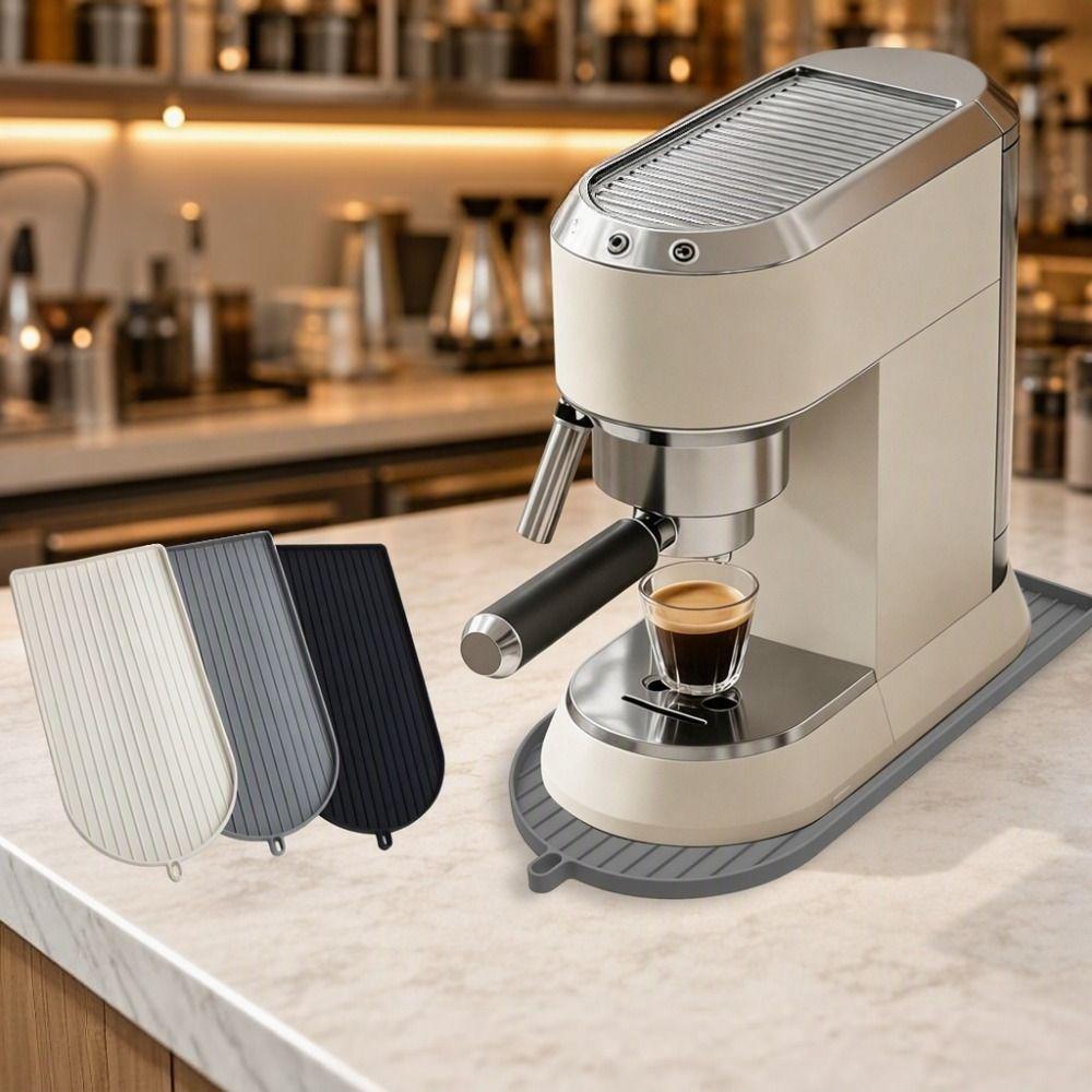 Raised Lip Edge Kitchen Counter Protector Silicone Drying Mat Durable Espresso Maker Mat Cafe Use