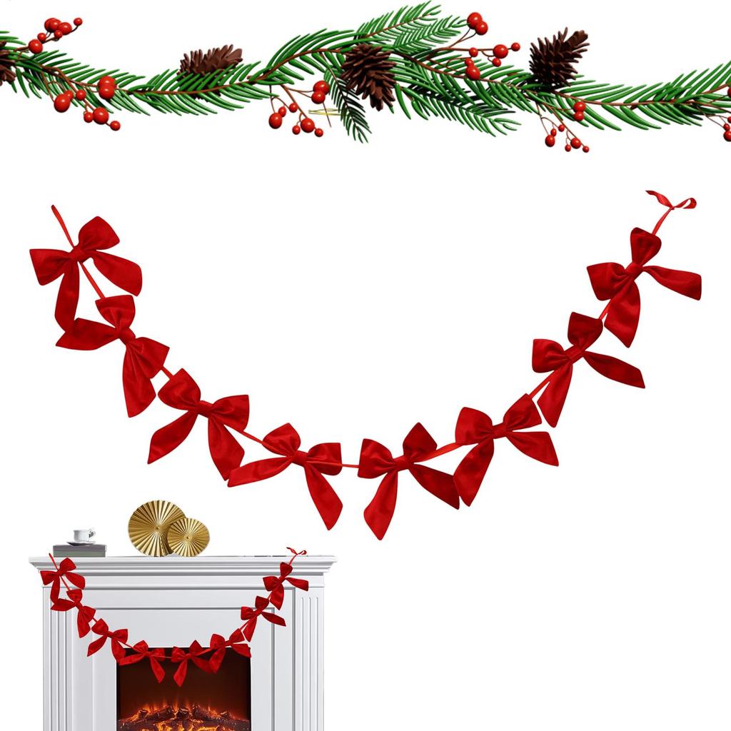 Bowknot Garland Flags Pom-pom Garland Merry Christmas Home Decor Banner Festival Party Happy New Year Atmosphere Decoration