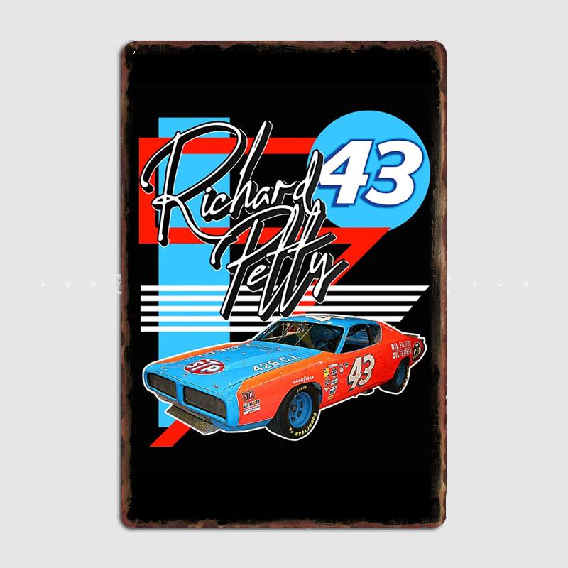 Richard Petty Retro NASCAR Racing Fan Wall Sign Metal Poster Garage Room Wall Decoration Cinema Custom Tin Vintage Home Decor
