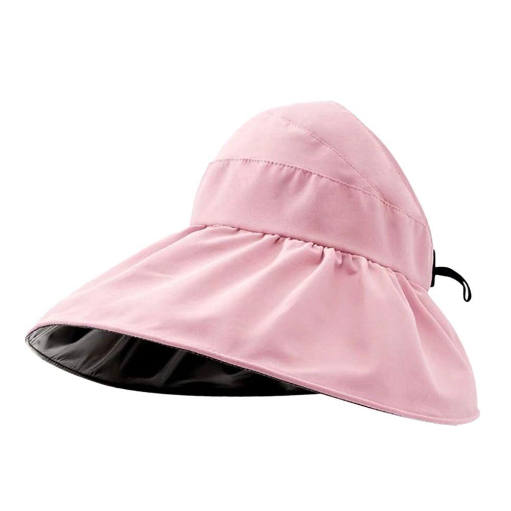 

Women Empty Top UV Protection Panama Hat Foldable Sunshade Hat Bucket Hat Beach Cap Sun Cap розовый