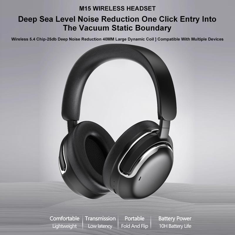 ANC Wireless Headset Bluetooth 5.4 Headphone 25dB Deep Noise Canceling Hi-Fi Audio Earphone Over Ear Adjustable Zero Pressure Head Wrap Earmuffs