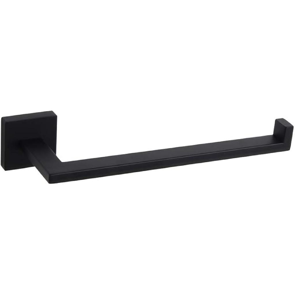 GERZWY Modern Black Towel Holder SUS304 Stainless Steel Towel Hanger Towel Ring for Bathroom Lavatory Wall Mount Contemporary Style IG1806-BK