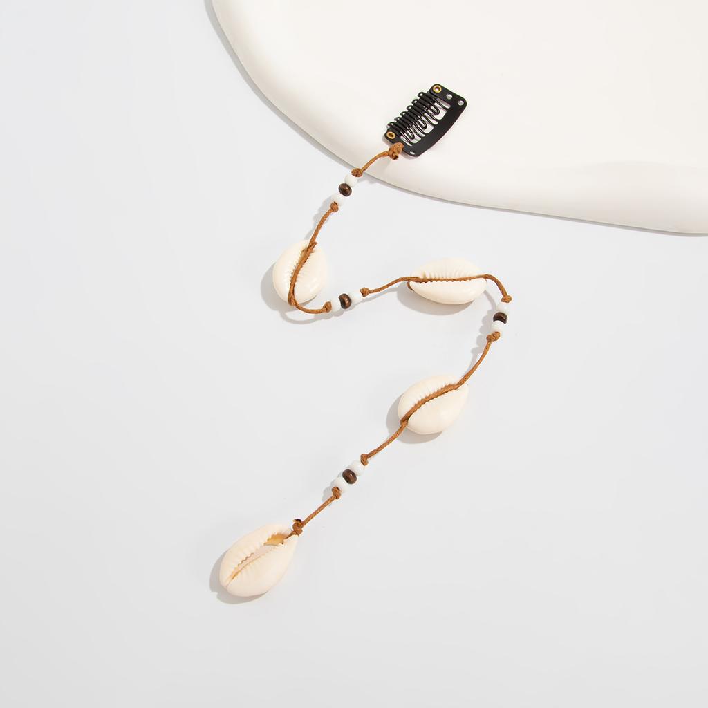 Beach Conch Starfish Scallop Tassel Hair Accessory for Women DIY Summer Beach Long Pendant Braided Wax Thread Hair Decoration Jewelry Charm Hair Clip