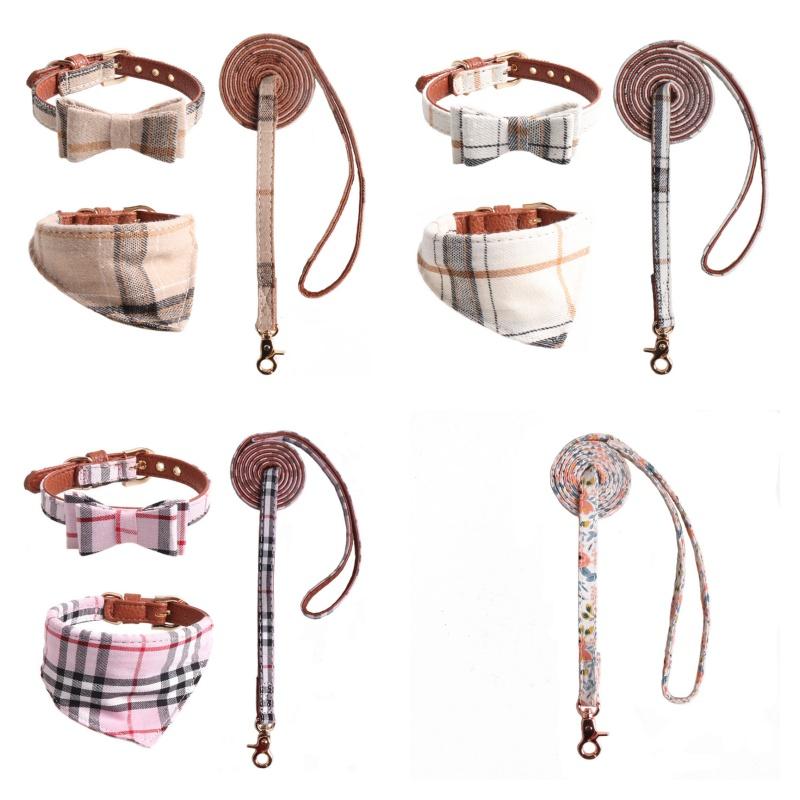 New Pet Products Threepiece Set Combination Bow Triangle Towel Tow Rope Set