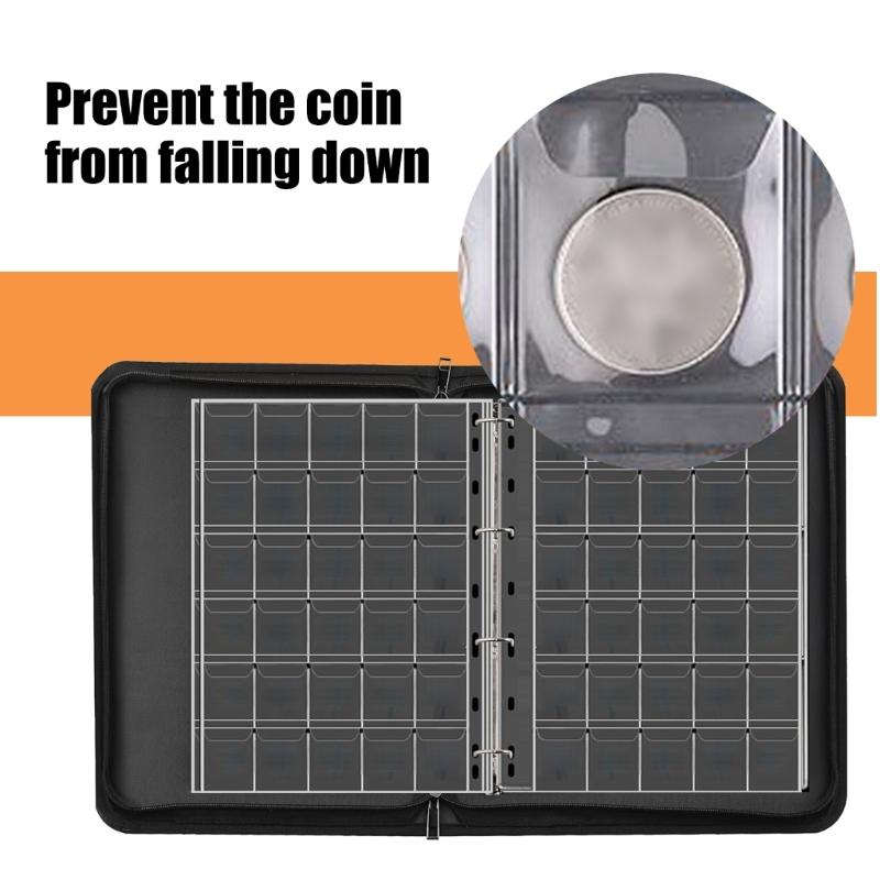 360 Pocket Coins Collecting Album and 36 Pocket Money Currency Storage Album Fireproof Zippered Coin Organiser Folder