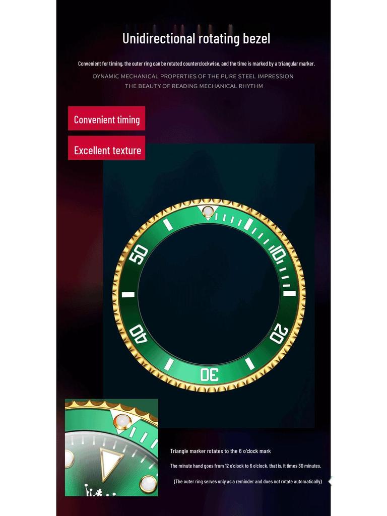 Oulishi Ceas Automatic Luminos pentru Scafandri cu Curea de Silicon pentru Bărbați