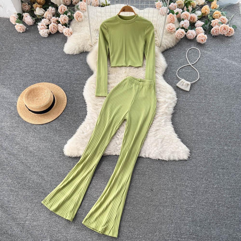 

Осенняя новая мода в западном стиле, модная спортивная короткая футболка с длинными рукавами, повседневные брюки, женский костюм из двух предметов