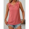 Spring and Summer New Solid Color Round Neck Sleeveless Casual Short-sleeved Vest T-shirt for Women