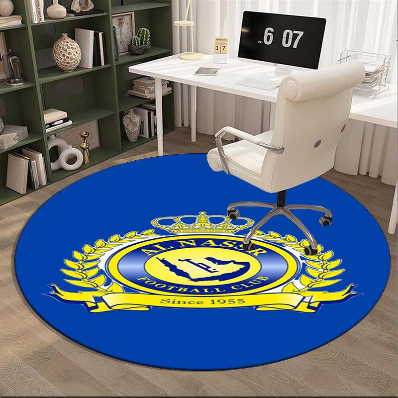 1PC round rug Nassr Football Club Crest Printed Round Area Rug ,Rug For Home Office, Round Chair Rug, Decorative Carpet Fan gifts Christmas gift