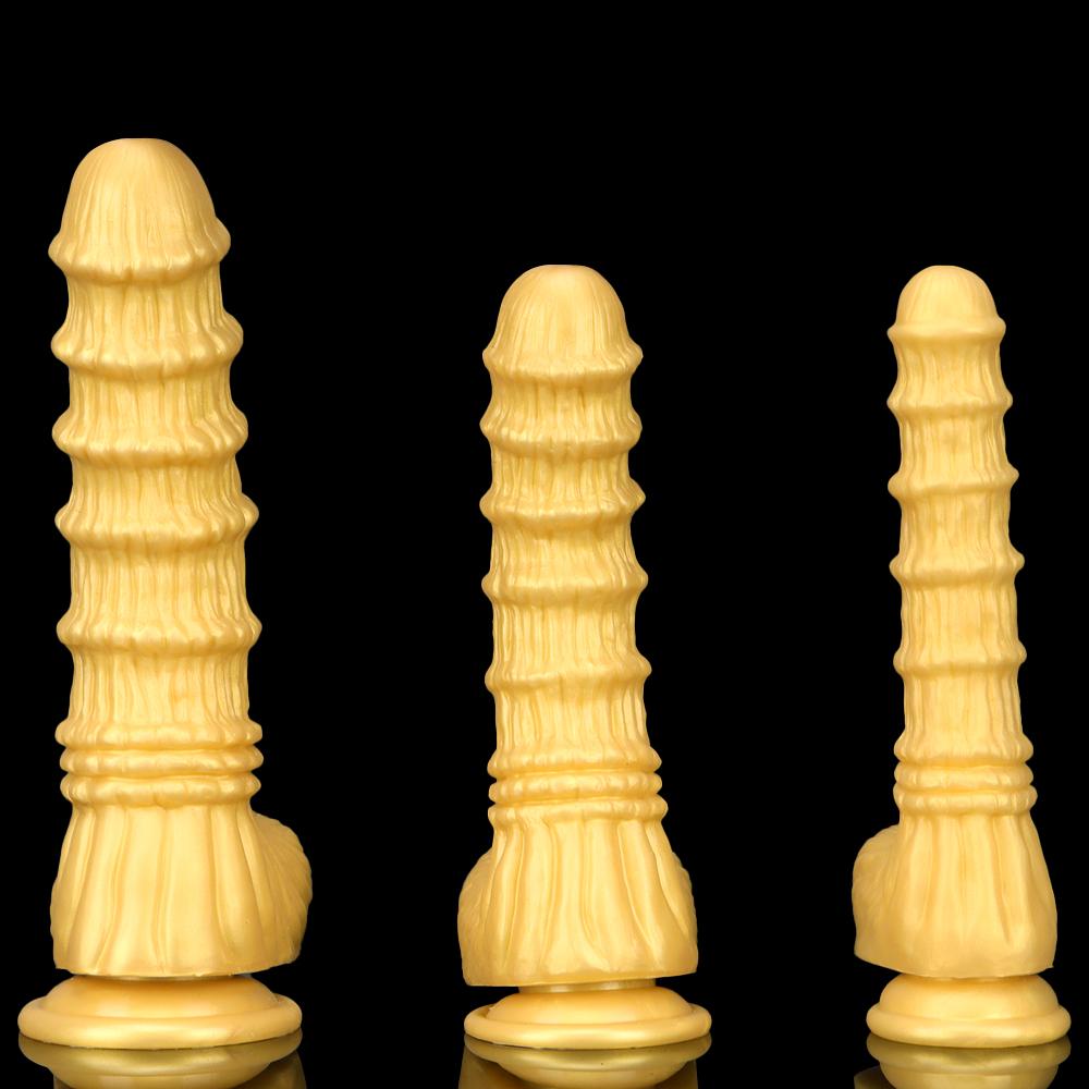 Golden Horse Dildo Silicone Soft Anal Plug Masturbator Strap on Penis Sex Toys Big Dick Realistic Cock Fisting Slave BDSM