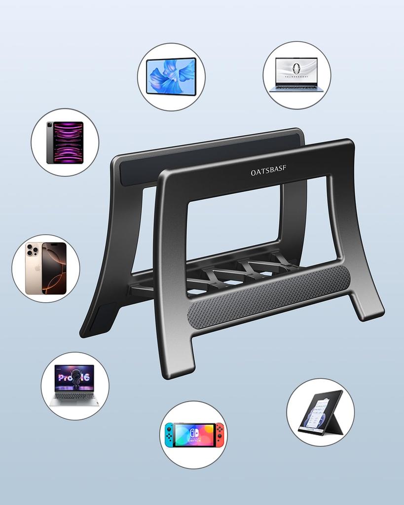 OATSBASF Laptop Vertical Laptop Stand with Width Adjustable Tablet Fits up to Compatible with All Computer Models Stand, Storage, Non-Slip,