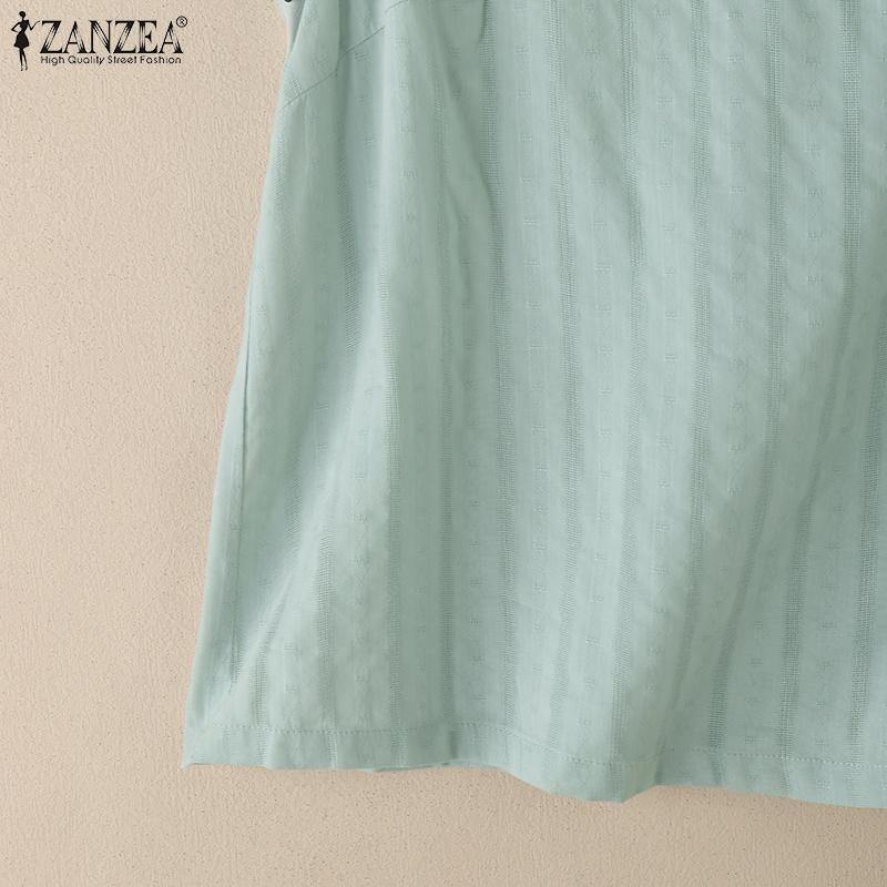 ZANZEA Topuri de damă de vară cu gât în V, largi, casual, fără mâneci