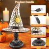 Gothic Halloween Night Light Witch Hat Lamp Handcrafted Resin Decor Mysterious Gothic Charm Ambient Glow