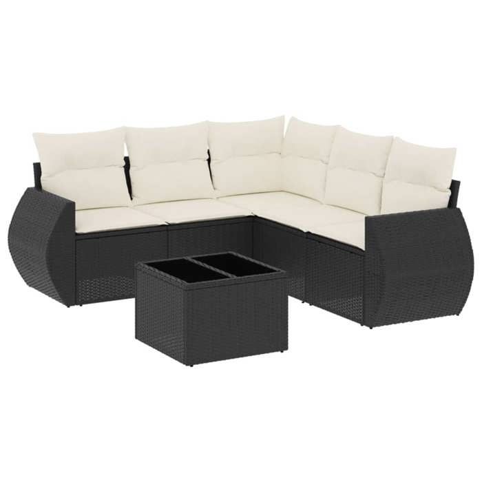 VidaXL Garden Lounge Set with Cushions 6 Pcs, Patio Sofas, Patio Furniture Set, Outdoor Furniture, Black 3253693
