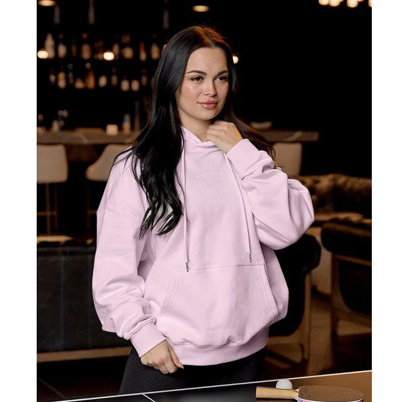 

American Sports Heavy Weight Sweatshirt Plus Size Women s Clothing Loose Fitness All-Matching Fleece-Lined Heattech Autumn and Winter Hooded Pullover Taro purple XXL