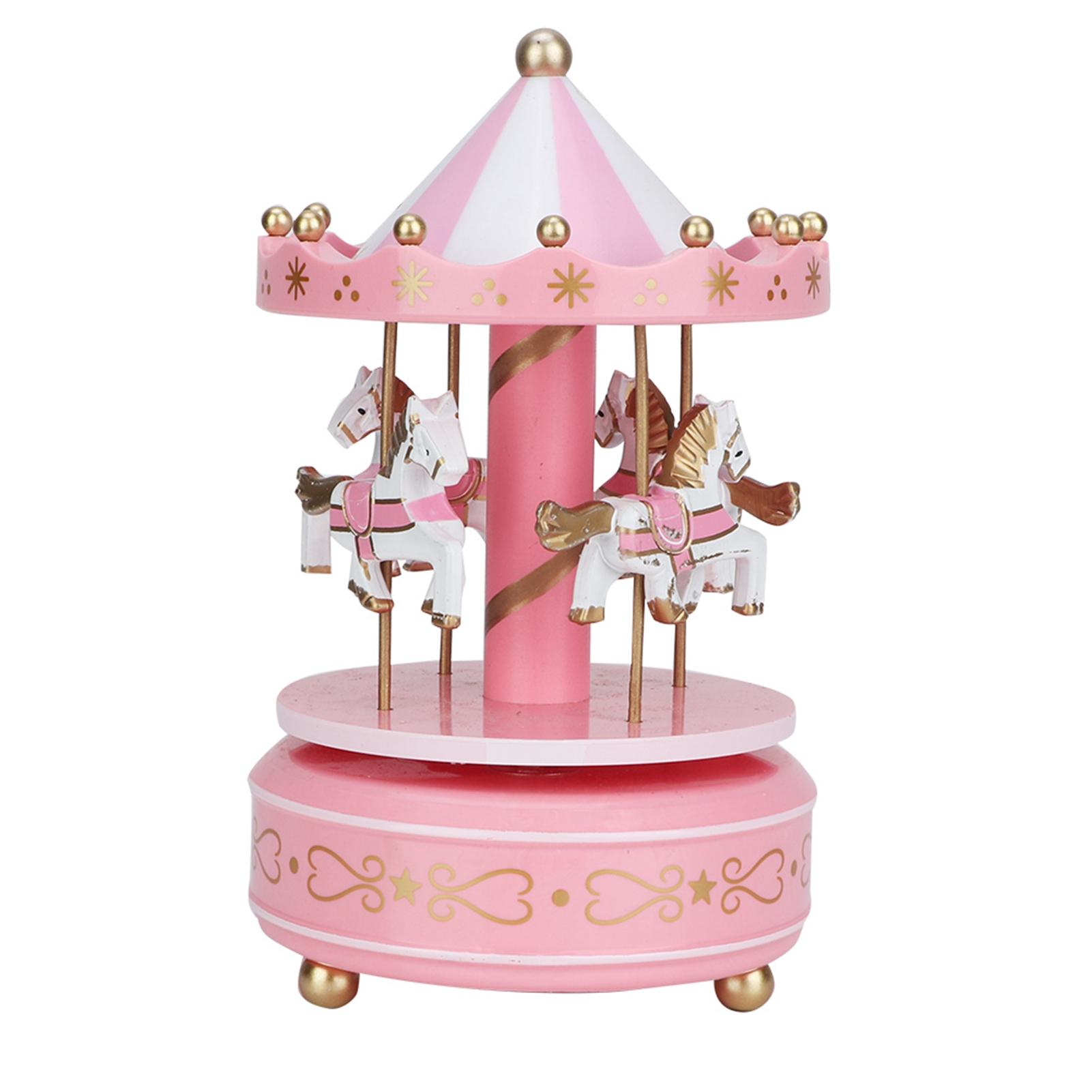 

Merry GO Round Music Box Carousel Gift Christmas Wedding Birthday Gift Decor Pink