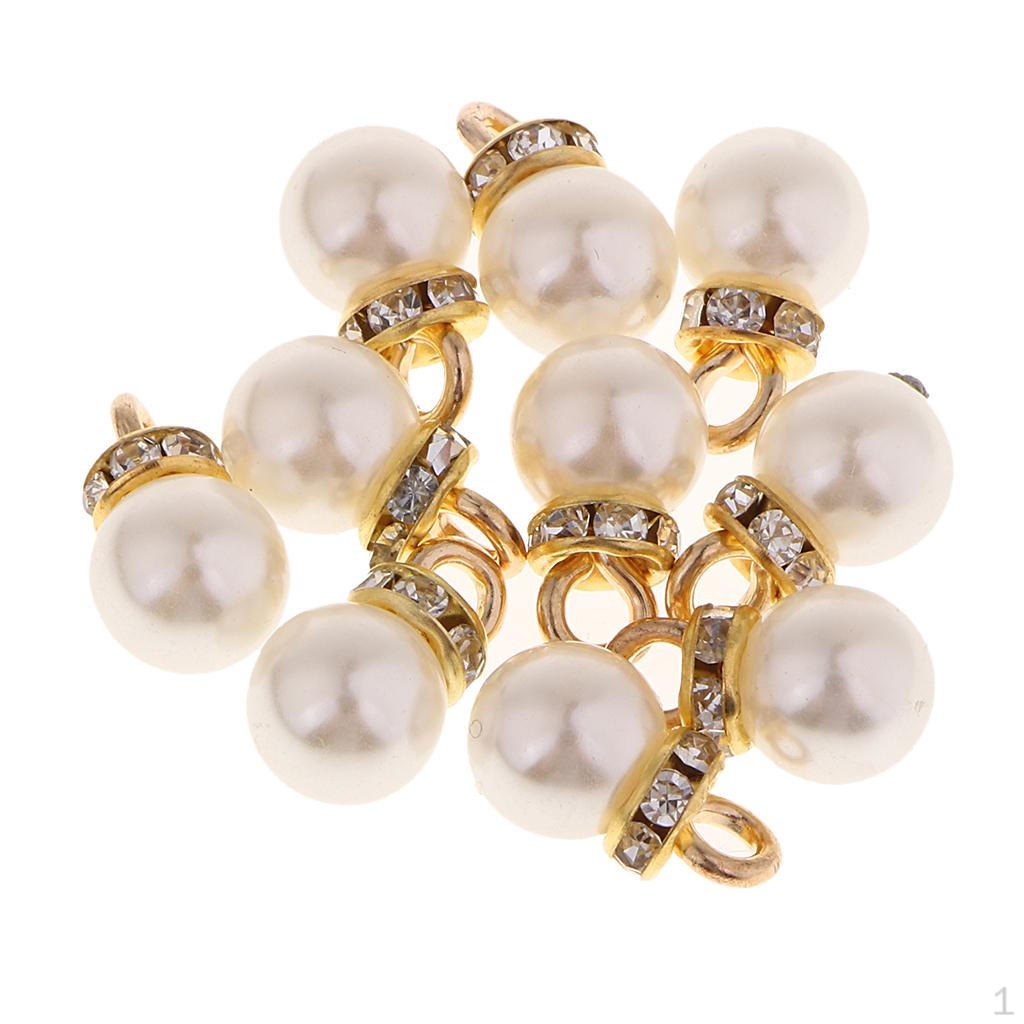 10 Pearl Pendant Rhinestone Charms