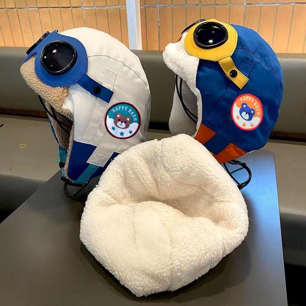 Cute Cartoon Pilot Hat Cold Proof Warm Hat New Ear Protection Cap  Children