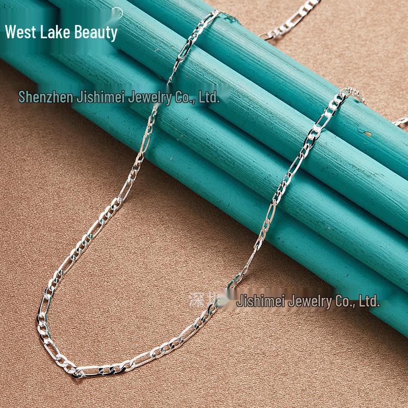 

Ожерелье из стерлингового серебра West Lake Beauty 4 мм с соотношением три к одному - Изысканные женские модные украшения 40cm Length