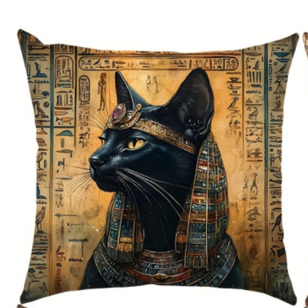 Vikama Ancient Egyptian Totem Pillow Cover Living Room Sofa Bedroom Decor Exotic Style Anti-Mite Machine Washable Lint-Free