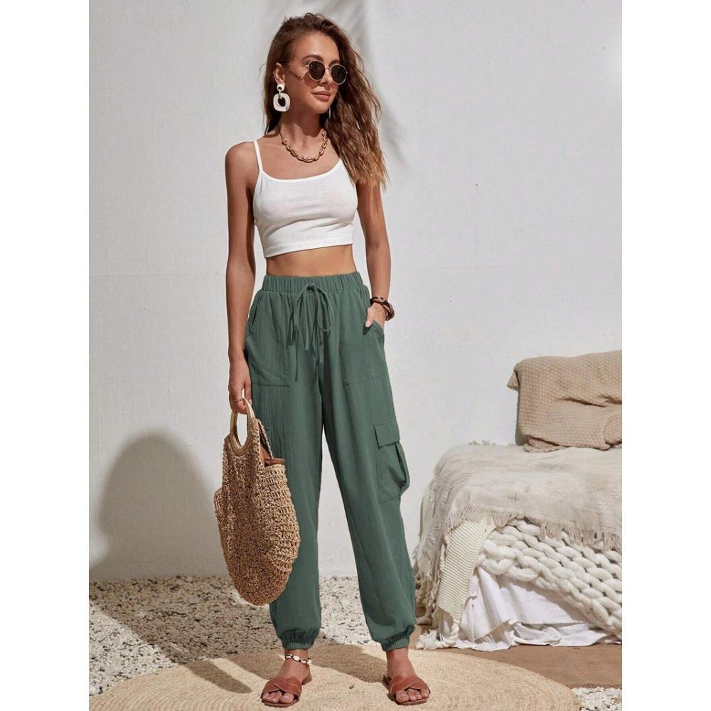 Women Solid Color Women Pants Pocket Women's Pants Spring Summer Collection Pocket Workwear Womens Pants