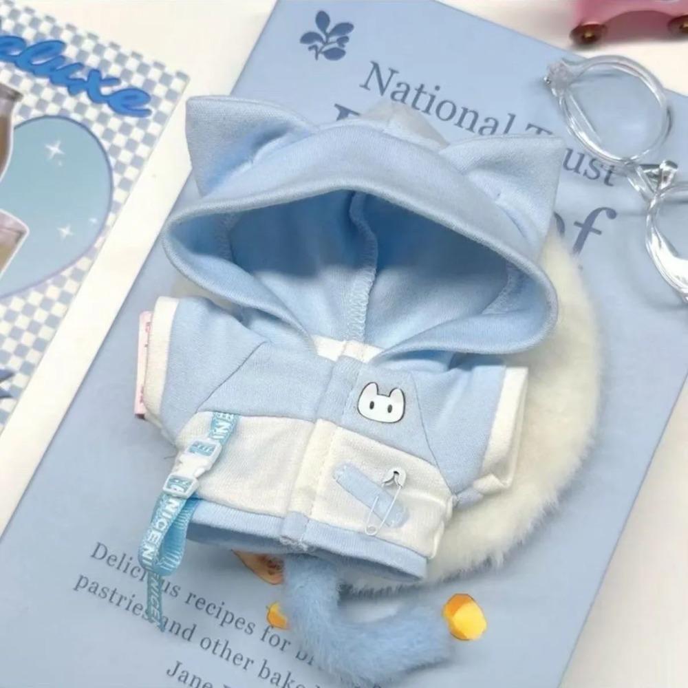 New Doll Clothes For 10cm 20cm Cat Ear Hoodie Cotton Soft Outfit For Boy Girl Stuffed Dolls Dress Up Costume With Cute Tail
