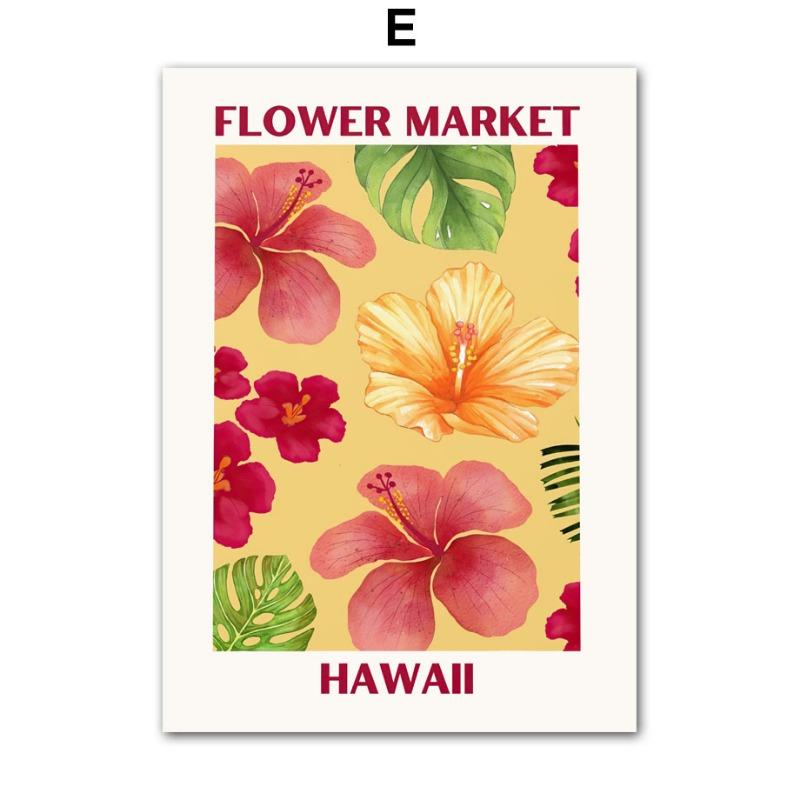 Santorini Hawall Flower Market Abstract Vintage Posters And Prints Aesthetic Art Wall Canvas Painting Room Home Bar Cafe Decor