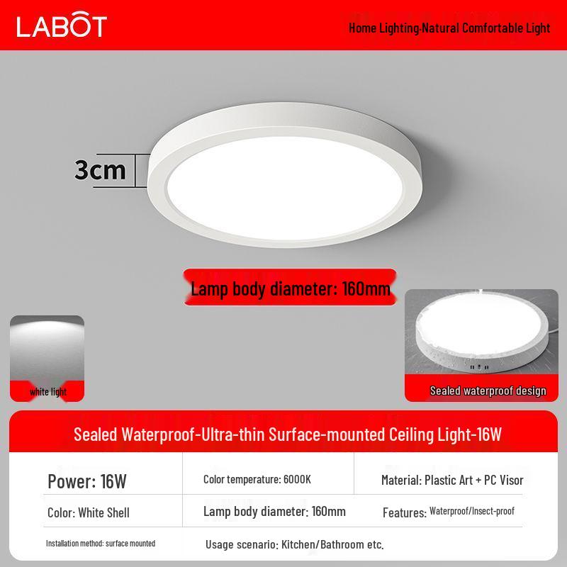 Waterproof LED Ceiling Light for Kitchen, Bathroom, and Outdoor Areas