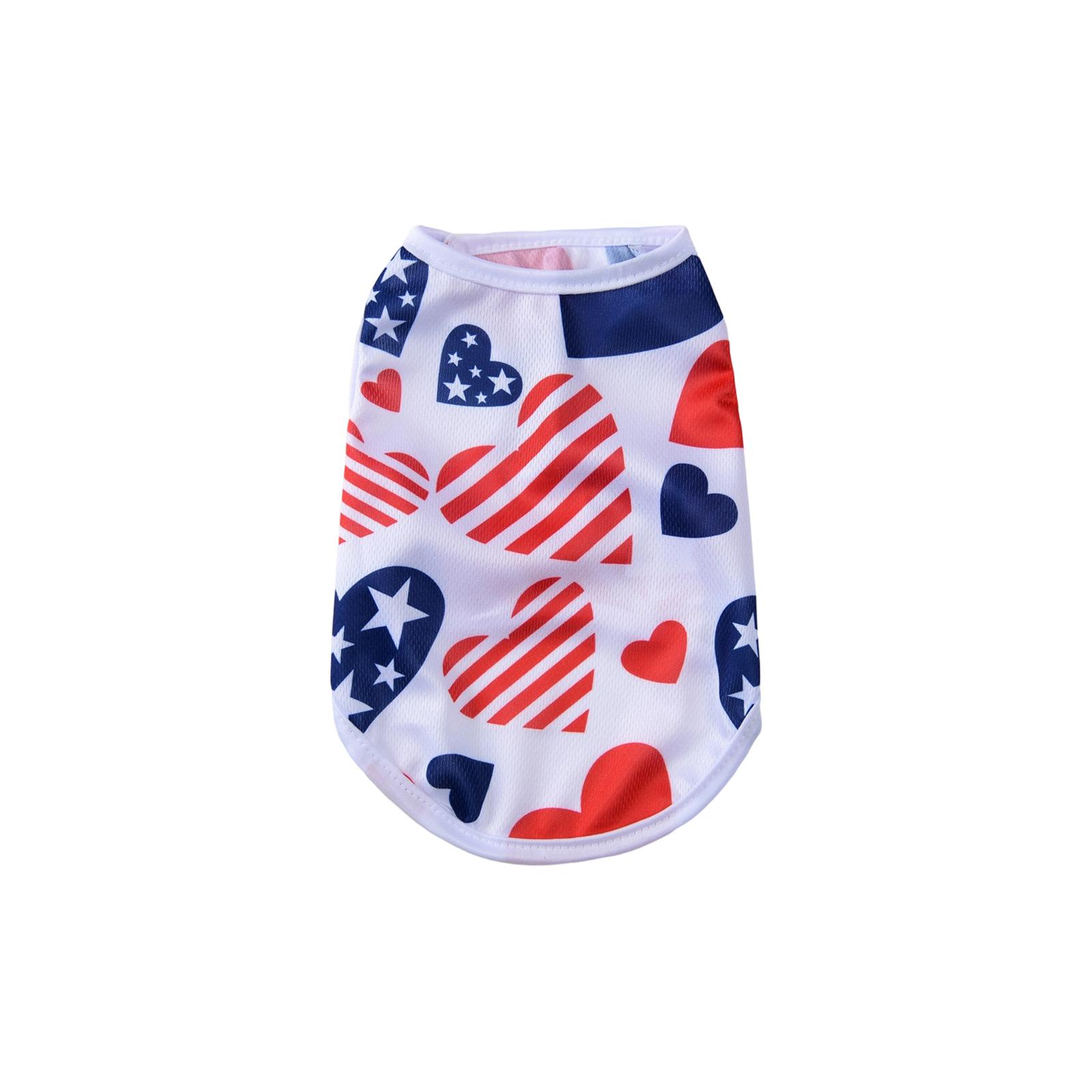 

Патриотическая собачья майка ко Дню Независимости, Дышащий летний топ для питомца с американским флагом и, Легкая майка без рукавов для маленькой, средней, большой собаки S белый