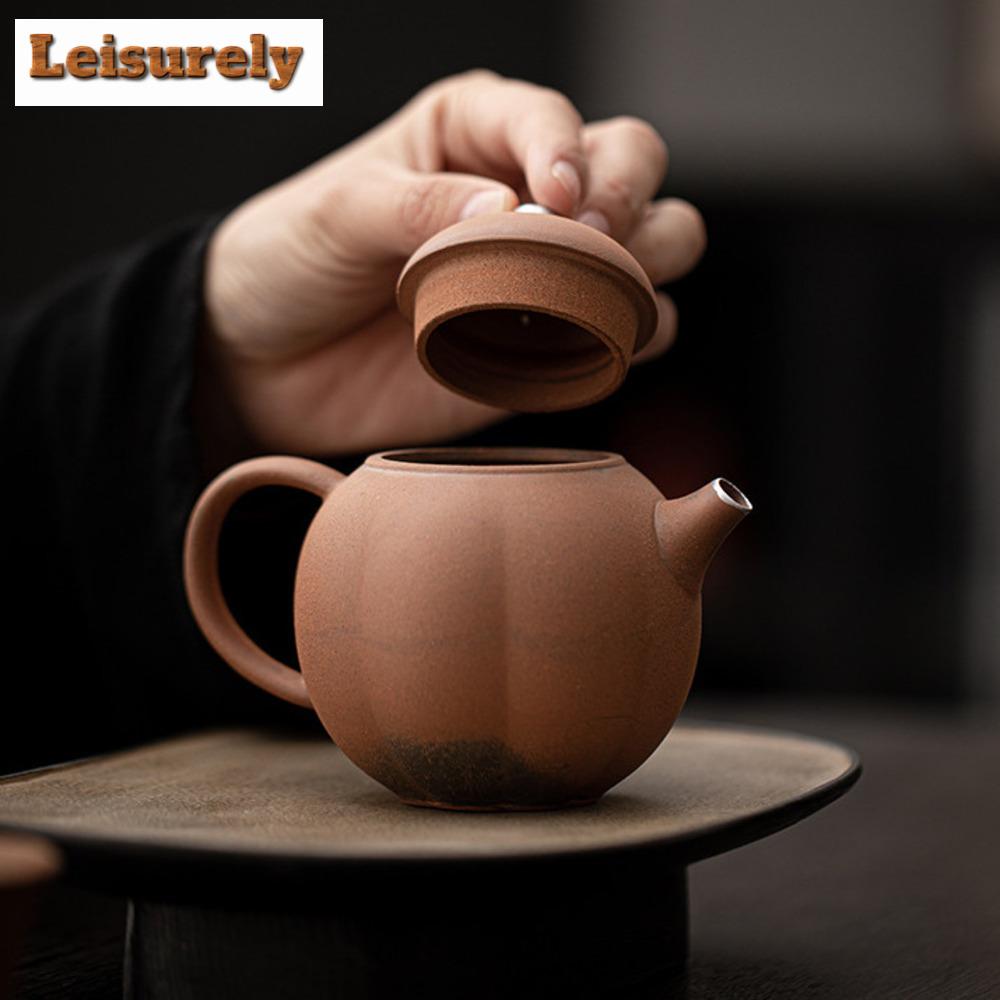 210ml Handmade Old Rock Mud Teapot Creative Pumpkin Coarse Pot Tea Making Kettle Chinese Kung Fu Tea Teaware Supplies Ornaments