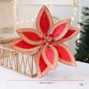 Gold Red Fake Flower Fabric Plastic Xmas Tree Decorations High Quality Glitter Poinsettia  New Year