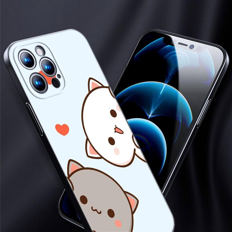 Funny Cartoon Cat Phone Case For Apple iPhone 13 12 Mini 11 Pro XS Max X XR 8 7 6S 6 Plus SE 2020 5S 5 Soft TPU Black Cover