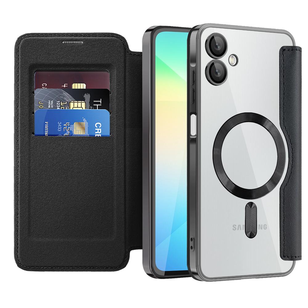 KEYSION Plating PU Leather Flip Wallet Case for Samsung A07 A06 A05 Cards Slots Magnetic Phone Back Cover for Galxy A05 A06 A07