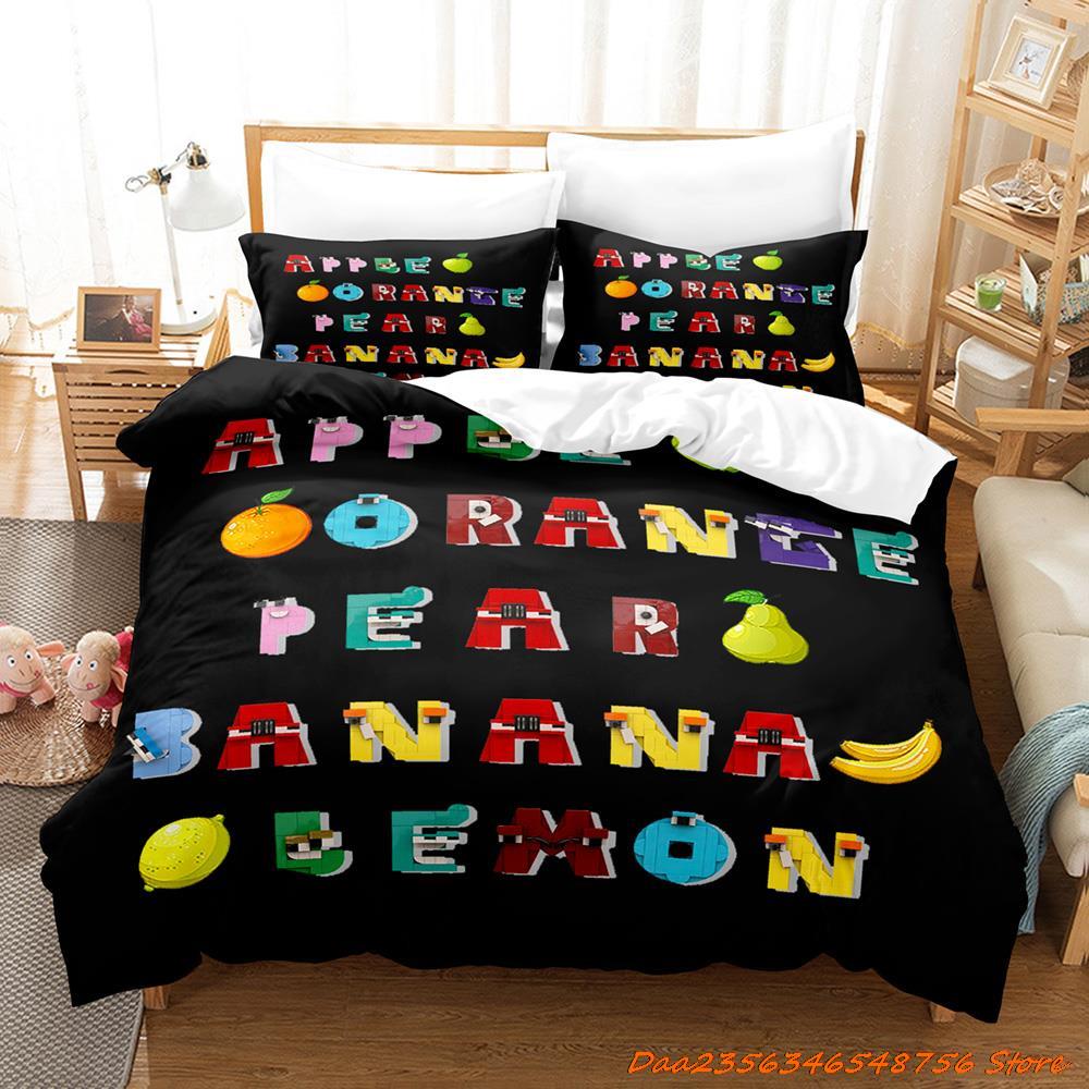 Comforter 26 Alphabet Lore Bedding Set Cartoon Anime Three-Piece Set Adult Kid Bedroom Duvet Sets Enlightenment 3D Print Kawaii