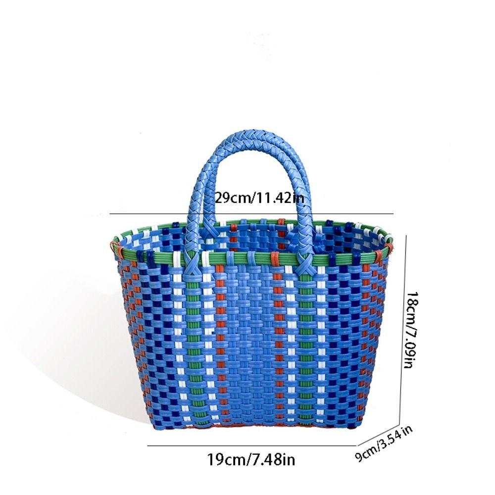Hollow Out Weave Bag Vacation Style Plastic Handbag Trendy Beach Bag  Girls