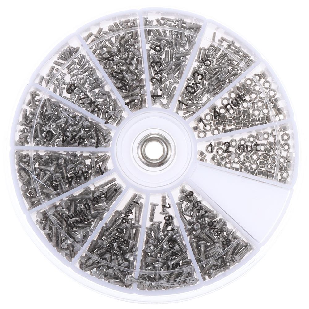 

600 шт. M1 M1.2 M1.4 M1.6 Гвинти Гайки Асортиментний комплект Мініатюрні гвинти Годинники Glassess Electronics