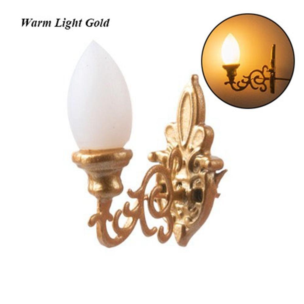 

1.7*2cm White/Warm Light Model 12V Garden Yard Led Light New Dollhouse Wall Lamp Warm Light Gold