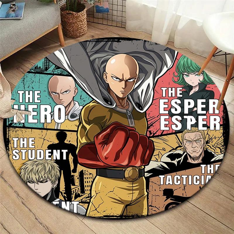 Onepunch Man Round Area Rug Carpet Rug For Living Room Bedroom Sofa Playroom Decor Nonslip Floor Mat