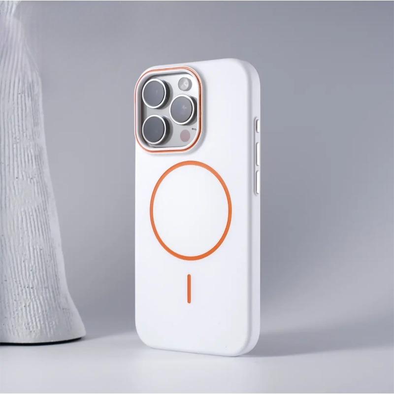 Applicable To IPhone16promax Skin friendly Matte Contrast Color Thin Circle Magnetic Suction Phone Case Apple 15 Anti Fall Protection Case